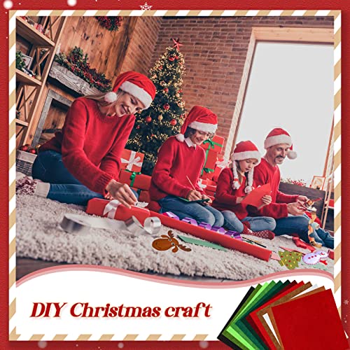 Macarrie 200 Pcs Christmas Felt Fabric Sheets 4x4 Inch 1mm Thick
