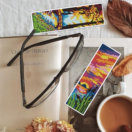 BEUNITONE Cross Stitch Kit Bookmark Scenery Landscape Cross Stitch Kits Bookmark Crossstitch Kits 8''x2.4'' Stamped Embroidery Bookmarks for Adults Beginners 6Pcs - style: Landscape