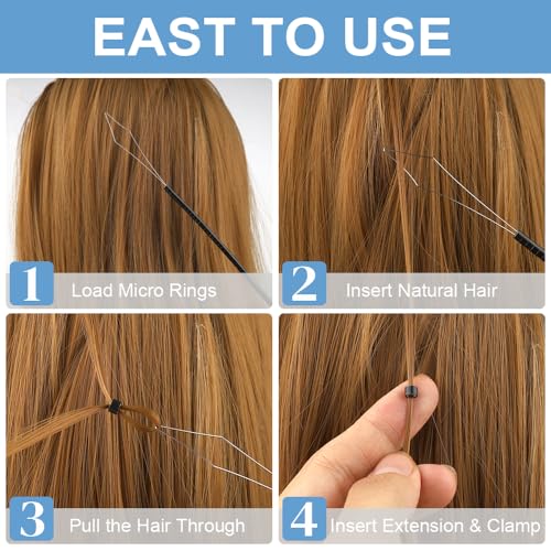 5Pcs Hair Extension Looper for Micro Beads Rings Removable Wire Threading Tool for Weft Extensions Feather Extensions Beader for Microlinks Microbeads Tubes - color: 3 Black