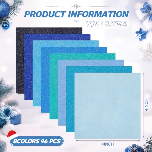 Tatuo 96 Pcs Christmas Stiff Felt Fabric Sheets, 8 Colors - color: 8 Colors