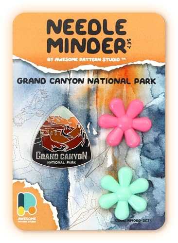 Awesome Pattern Studio Needle Minder Set - Grand Canyon National Park Magnetic Needle Minder + 2 Needle Threaders. Enamel Pin for Cross Stitch, Embroidery and Craft - size: Grand Canyon Classic Design - SET #1