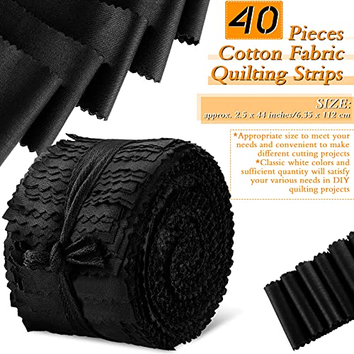 Boao Fabric Strips Collection - 40 Pieces Jelly Fabric Rolls for Quilting, Craft, Patchwork & DIY Projects (Black, 2.5 x 44 Inch) - color: Black