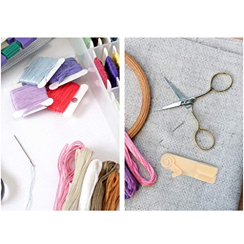 Embroidery Floss Organizer Box Tools with 100 Pcs Plastic Floss Bobbins 1 Bobbin Winder 1 Removable 24 Compartments Cross Stitch Embroidery Thread Storage Box for Craft DIY Sewing Storage Jewelry
