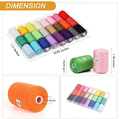 Sewing Thread Sets 24-Color Mixed Cotton, 1000 Yards for Sewing Machine