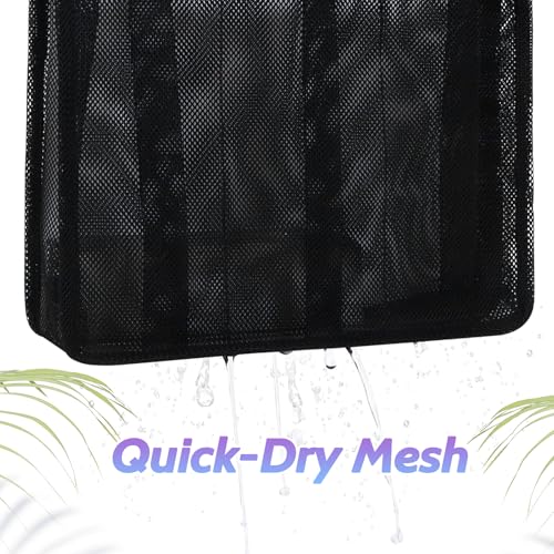 famichan Portable Mesh Shower Caddy, Gym Travel Camp Dorm Room Essentials for College Student Boy Girl, Bathroom Shower Bag - Black - color: Black