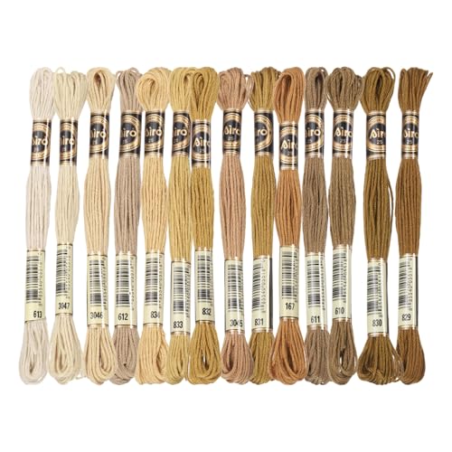 PATIKIL 14 Skeins Embroidery Floss Polyester Multicolored Brown - color: Multicolored Brown