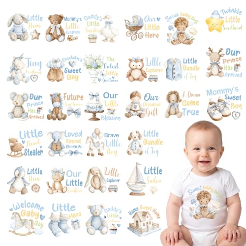 30Pcs Baby Boy Iron on Transfers Decal Dtf Transfers Ready to Press - color: Baby Boy208
