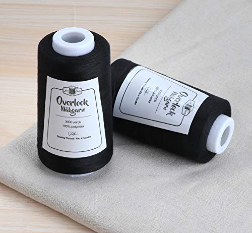 ilauke 4 x 3000 Yards Black Serger Thread Cones - color: Black