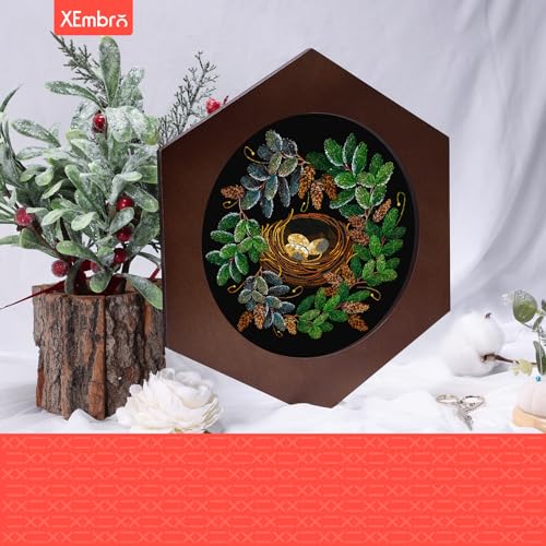 XEmbro 8 Inch Wood Embroidery Hoop Frame, Hexagon Embroidery Display Frame - style: Hexagon