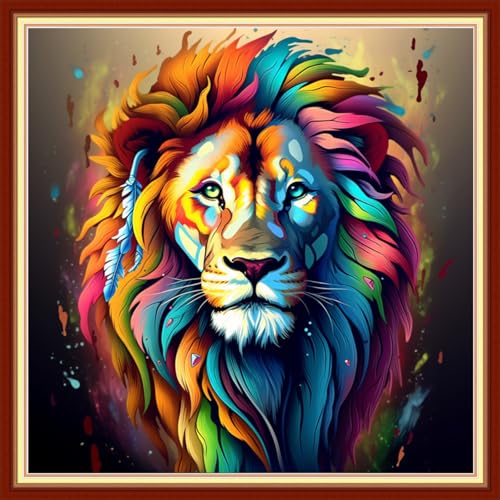 Funxvoot Stamped Cross Stitch Kits Beginners Full Range of Embroidery Kits for Adults 11CT Embroidery Patterns Needlepoint Kits Printed Cross Stitch Kits - (Colorful Lion 18x18 inchs) - color: Cross Stitch Kits 43
