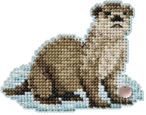Mill Hill Otter Beaded Counted Cross Stitch Ornament Kit 2025 Autumn Harvest MH182521, Multi, 3.21 x 2.5 Inches
