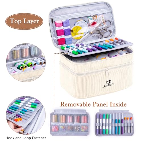 Double-Layer Sewing Organizer Bag with Pin Cushion for Sewing Supplies - color: Ivory, size: Style A - Courony