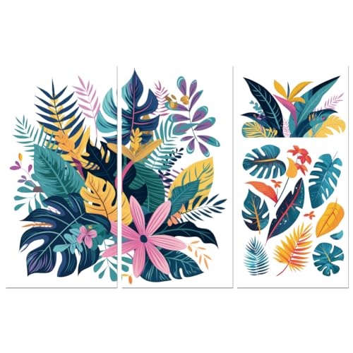 Peacoblue Bohemian Leaves Rub On Transfers for Furniture Craft 6"x12" - style: Bohemian Leaves