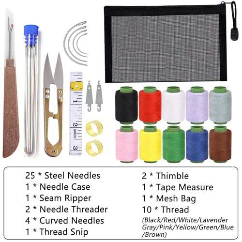 48Pcs Sewing Tool Set, Big Eye Steel Sewing Needle Kit for Hand Sewing - color: 48P