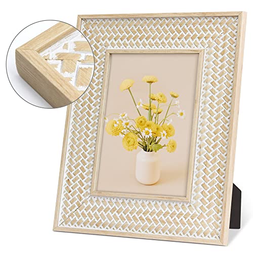 Boho 5x7 Picture Frame Rattan Photo Frame Set of 2 - color: Rattan Beige, size: 5x7