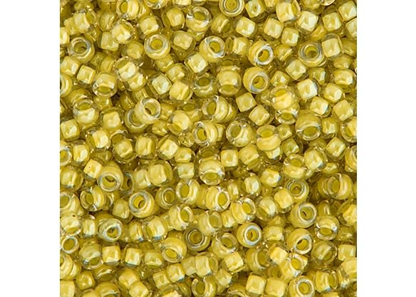 Miyuki Seed Bead 11/0 APX.22g - Crystal Lt. Olivine Lined Luster Japanese Glass Seed Beads - color: Crystal Lt. Olivine Lined Luster