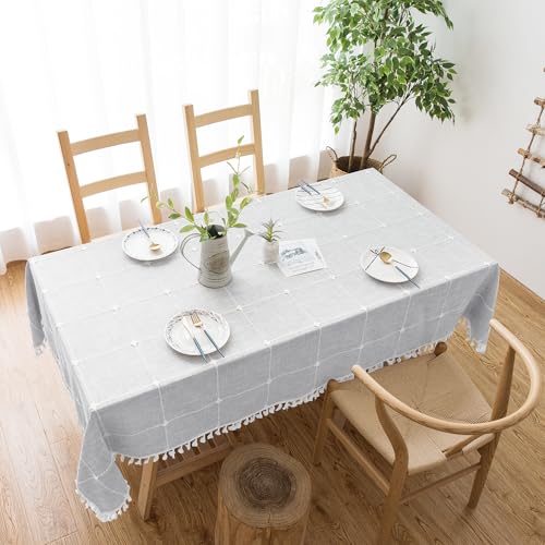 Oubonun Tablecloths for Rectangle Tables - color: Grey Plaid, size: 70" x 55" (Rectangular)