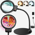 10X 30X Magnifying Glass with Light and Stand, LED Desk Lamp for Close Work - color: Black