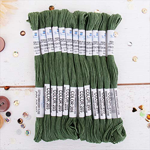 12 Skeins ThreadArt Cotton Embroidery Floss, Fern Green - color: Fern Green