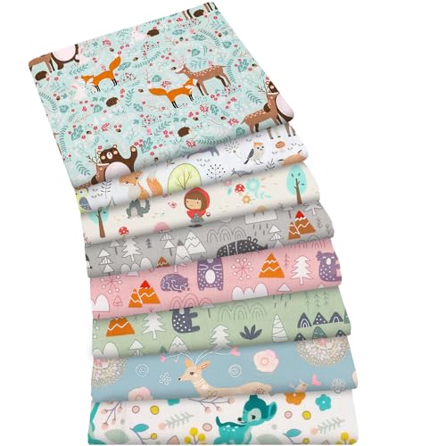 Aubliss 8pcs Fat Quarter Fabric Bundles 100% Cotton 20'' x 20'' - color: Forest