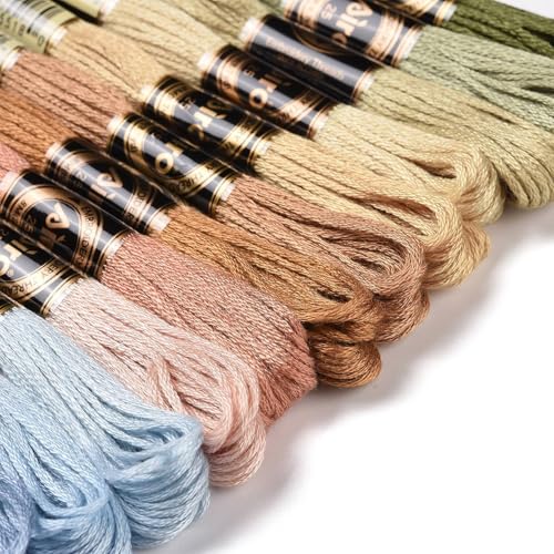 12 Skeins Cross Stitch Threads 0.5mm Embroidery Floss 6 Ply Polyester Friendship Bracelets Floss Crafts Floss 12 Color 8.75 Yards(8m)/Skein - color: 12 Color B