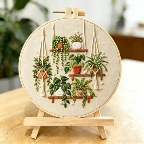 3 Packs Embroidery Kit for Adults, Embroidery for Beginners (Plant-1) - color: Plant-1