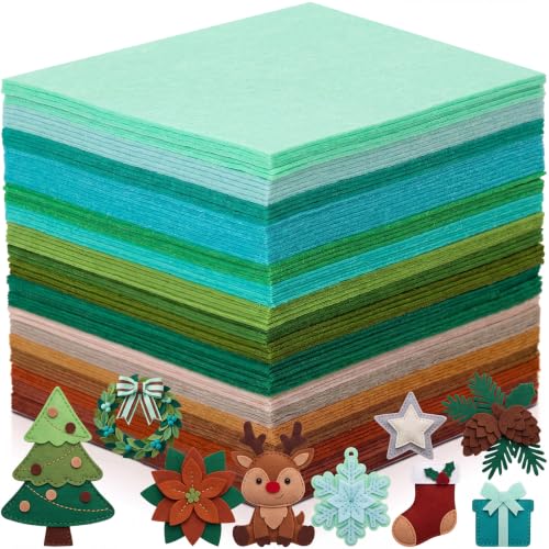 Tegeme 100 Pcs 8 x 12 Inches Felt Sheet for Craft Thin, Green Series - color: Green Series