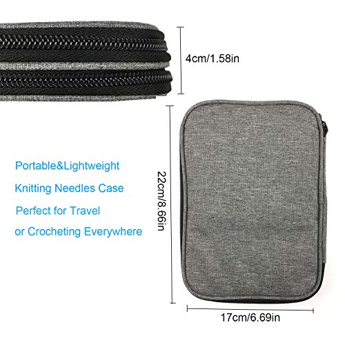 New Knitting Needls Case Without Hooks and Accessories,Zipper Storage Organizer Bag with Web Pockets for Various knitting Needles/Knitting Accessories/Crochet Hook Kit Tool,Lightweight,Easy to Hold