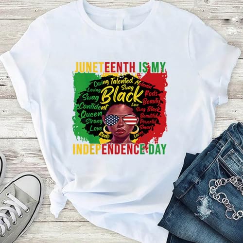 Juneteenth Iron on Patches - 4 Sheets Black Women Heat Transfer Vinyl Stickers Independence Day Iron on Transfer Decals 1865 Black History Design Heat Thermal Press Appliques for Clothes Pillow Bags - color: Juneteenth B