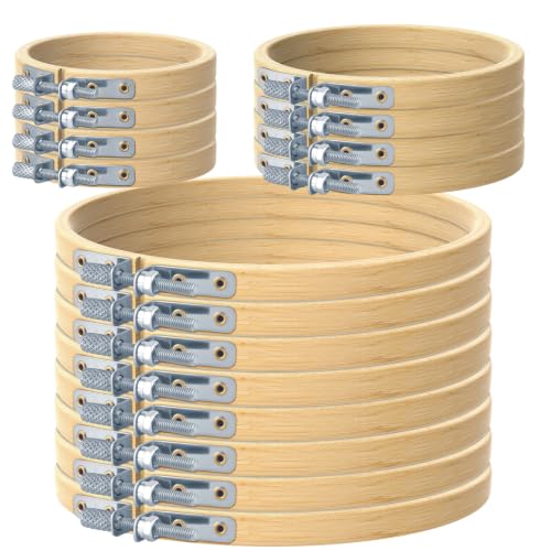 TINDTOP Embroidery Hoops, Bamboo Frame Circle Cross Stitch Hoop Ring Embroidery Hoops Set for Embroidery and Cross Stitch (3IN*4 + 4IN*4 + 6IN*8) - color: 3IN*4 + 4IN*4 + 6IN*8