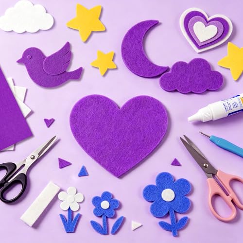 NEBURORA 12 Pcs 2mm Thick Stiff Felt Sheets for Crafts Sewing(Purple) - color: Purple