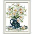 ITSTITCH Stamped Cross Stitch Kits for Beginners Full Range of Cross Stitching Preprinted Pattern for Kids or Adults, Embroidery Needlepoint Starter Kits-Daisy vase, 15x18 inch - color: Daisy vase, 15x18 inch
