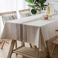 AMZALI Elegant Embroidery Spill-Proof Water Resistance Table Cloth Wrinkle Free Heavy Weight Cotton Linen Tablecloth Fabric Table Cover for Outdoor and Indoor (Rectangle,53 x 102 Inch) - size: 102" x 53" (Rectangular)