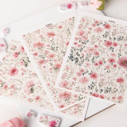 KABAKE Polymer Clay Transfer Paper 4 PCS Colorful Flowers Water Soluble Transfer Sheet for Earrings Jewelry Making - color: Retro Flower