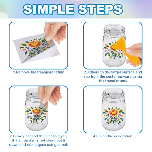 GLOBLELAND 18 Sheets Flowers Patterns Rub on Transfer - style: Wild Flowers
