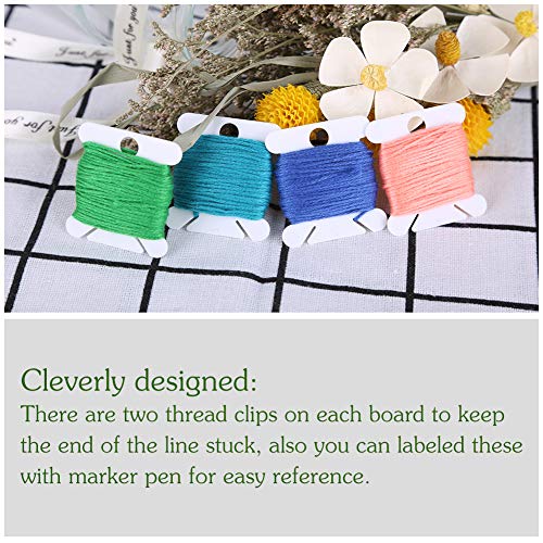 100 Pcs Embroidery Floss Bobbins Plastic Embroidery Floss Organizer - color: White*100