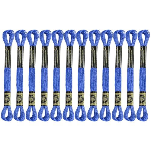 12 Skeins Embroidery Floss, Deep Blue Metallic Embroidery Thread Polyester Cross-Stitch Threads for Hand Embroidery String Art DIY Creation - color: Deep Blue