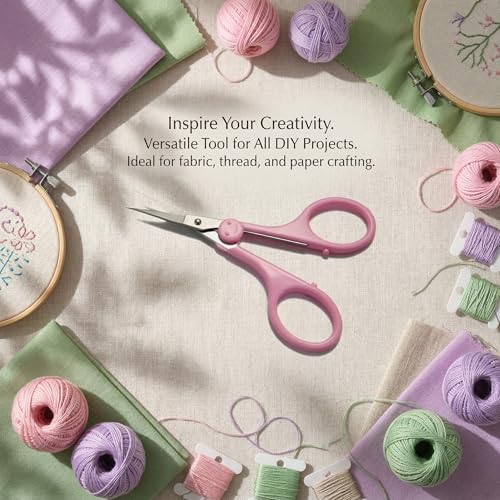 PAFASON Small Travel Sewing Craft Scissors Set Straight Precision Fine Tip - color: Straight 4in Pink + Straight 4in Purple