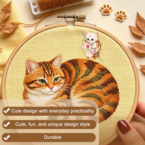 Cat Needle Minder Magnet, Adorable Cat Magnetic Needle Minder for Sewing Funny Needlework Accessory Suitable for Embroidery Sewing Needlepoint & Cross Stitch