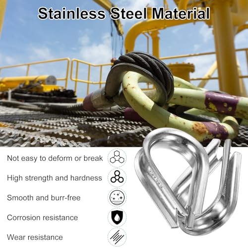 M METERXITY 5-Pack Wire Rope Thimbles, M10 Stainless Steel 10mm Rope Thimble Rigging for Diameter Cable Rigging/Sailing/Clothesline, Wire Cable Protection - size: M10