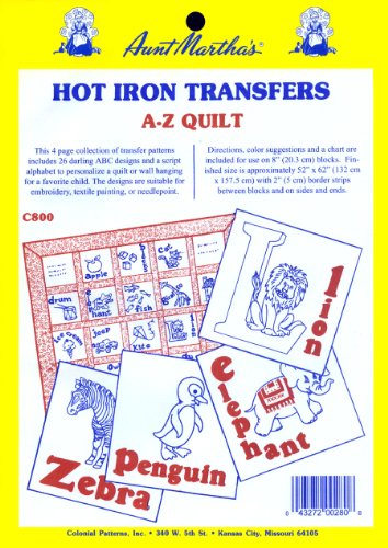 Aunt Martha's ABC Children's Quilt Iron On Transfer Pattern Collection