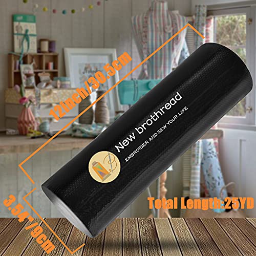 New brothread Black No Show Mesh Embroidery Stabilizer 12" x 25Yd Roll - color: Black No Show Mesh