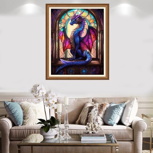 Redxing Stamped Cross Stitch Kits Full Range of Embroidery Starter Kits- Needlepoint Counted Cross Stitch Kits for Beginner Adults 11CT Printed Embroidery Kit-Colorful Dragon Arch 16x20 inch - color: Artskits25