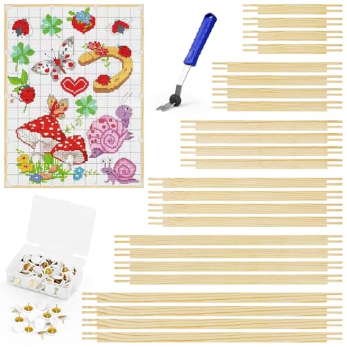 BALLMENT 24PCS Needlepoint Stretcher Bars for Needlework with 100 Tacks