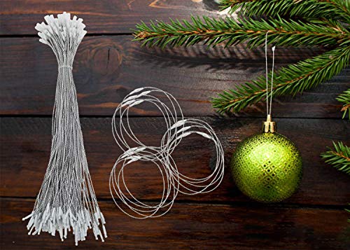 Christmas Tree Ornament String Hanger Precut Ribbon Hook with Snap Fastener - color: Silver, size: 200pcs