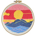 Esffaci Punch Needle Kit for Adults Beginner Starter Punch Embroidery Kit with Sunset Clouds Mountain Landscape Pattern DIY Punch Stitch Supplies with Stamped Fabric Yarn Hoop Tool Instruction - color: Sunset