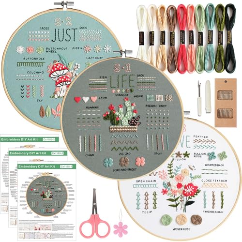 COCOMOX Embroidery Kit for Beginners Adults, Needlepoint Cross Stitch Kits - color: Simple pattern
