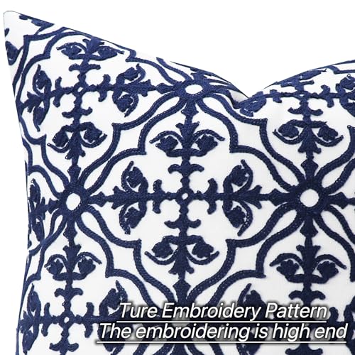 Slow Cow Embroidered Throw Pillow Cover 18 x 18 Inch Navy Blue - color: Navy Football, size: 18" x 18" (Pack of 1)