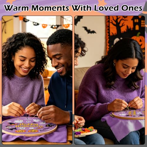 Louise Maelys Halloween Embroidery Kit for Beginners with Pumpkin Ghost - color: Happy Halloween