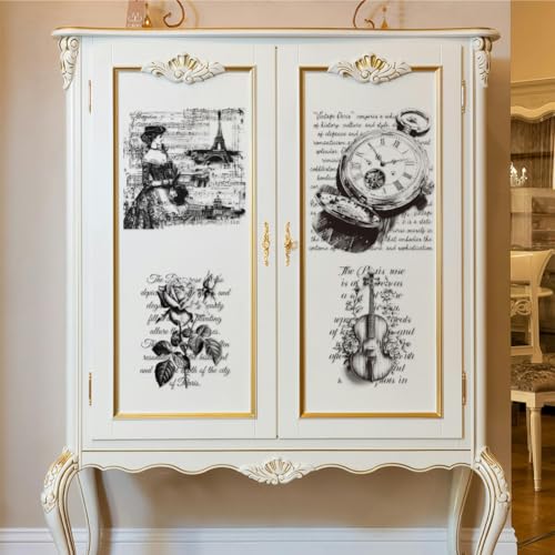 Peacoblue Vintage Letter Rub On Transfers for Furniture Craft 6"x12" - style: Vintage Letter